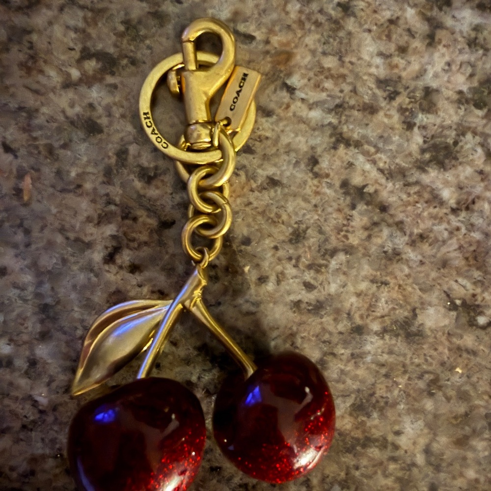 Coach Gold and Red Cherry Charm